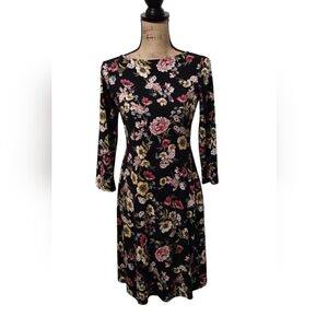 J Jill Floral And Black Dress Size XS